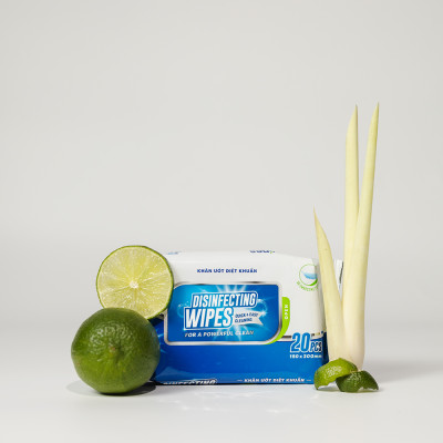 Khăn ướt diệt khuẩn Disinfecting Wipes diệt 99,9% vi khuẩn hương chanh dịu nhẹ không kích ứng da