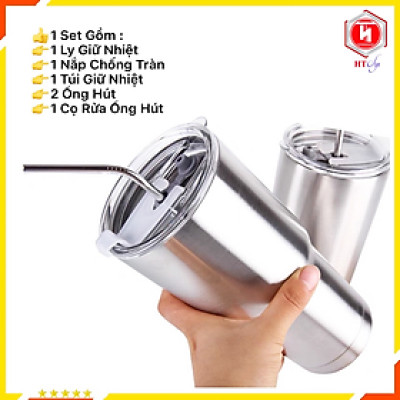 Ly giữ nhiệt, cốc giữ nhiệt Thái Lan 900ml, Giữ Nóng Lạnh Được 3-4h, kèm full phụ kiện: Túi giữ nhiệt, ống hút, cọ rửa