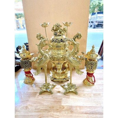 ĐỈNH ĐỒNG NGŨ SỰ CAO 45 CM CHẤT LIỆU BẰNG ĐỒNG