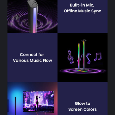 Set 2 Đèn thanh RGB thông minh đa năng Yeelight Beam - Hỗ trợ Matter, Homekit - Game sync, Music sync