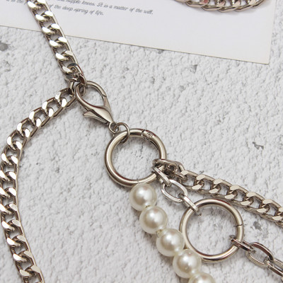 Belt váy xích thắt lưng chuỗi titan nhiều lớp mix ngọc trai ấn tượng cá tính