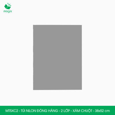 MT5XC2 - 38x52 cm - Combo 100 túi nilon niêm phong đóng hàng 2 lớp - Xám chuột