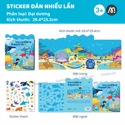 Hình Dán Sticker Cho Bé dùng nhiều lần Mideer Reusable Jelly Sticker Set 3 chủ đề