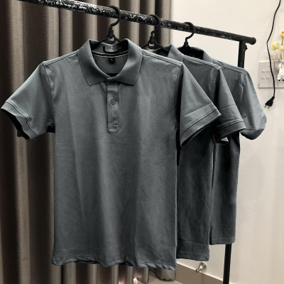 Áo Thun Có Cổ Cá Sấu 4 Chiều thoitrang24h Màu Xám Đậm Lông Chuột Đồng Phục Nam Nữ