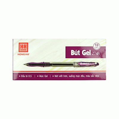 Hộp 12 Bút gel ngòi 0.5mm mực xanh/đen/đỏ - Hồng Hà - 2748