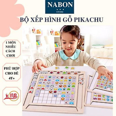 Đồ Chơi Gỗ Xếp Hình Pikachu, Đồ Chơi Thông Minh Rèn Luyện Tư Duy Trí Não Cho Bé 