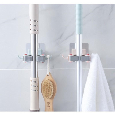 Móc - Giá Treo Chổi & Cây Lau Nhà Dán Tường, Sản Phẩm Tiện Dụng, Dễ Lắp Đặt, Không Khoan Đục