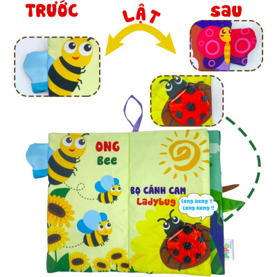 Sách Vải Tương Tác Cho Bé Đoán Đuôi Con Vật - Thế Giới Côn Trùng