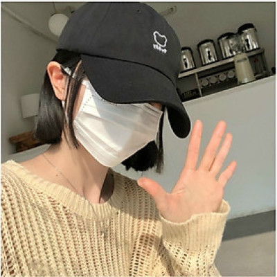 Nón kết, mũ lưỡi trai Gấu phối vải kem form chuẩn thời trang nam nữ cao cấp