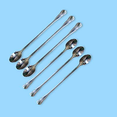 Bộ 6 muỗng inox 304 sáng bóng  / thìa cafe Hàn Quốc, cán dài giọt lệ inox 20cm cao cấp 