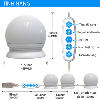 Dây Đèn LED Bàn Trang Điểm 5 Chế Độ Sáng Dài 4.5 Mét