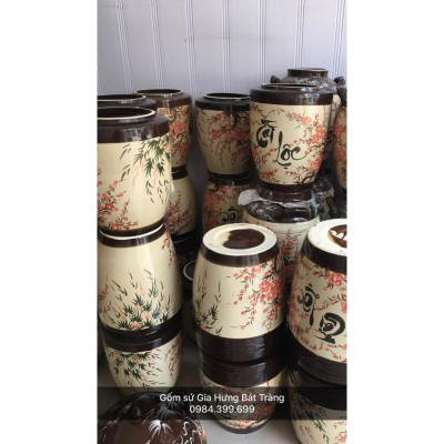 Hũ đựng gạo loại 20kg gốm Gia Hưng Bát Tràng