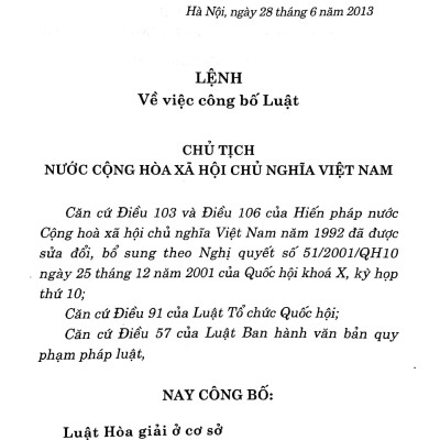 Luật Hòa Giải Ở Cơ Sở (Hiện Hành)