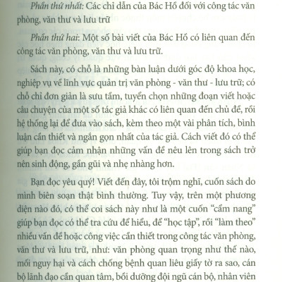 Bác Hồ Với Công Tác Văn Phòng, Văn Thư Và Lưu Trữ - TS. Nghiêm Kỳ Hồng 