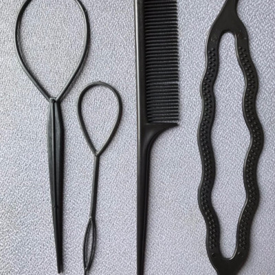 Set Dụng Cụ Tạo Kiểu Tóc 4 Sản Phẩm, Màu Đen, Nhỏ Gọn, Dễ Sử Dụng, Bới Tóc Tạo Những Phong Cách Khác Nhau Trẻ Trung, Quyến Rũ, Tiết Kiệm Thời Gian Tạo Kiểu Hàng Ngày Hoặc Tham Gia Sự Kiện, Chất Liệu Nhựa Dẻo, Độ Bền Cao, Phát Huy Ý Tưởng Sáng Tạo