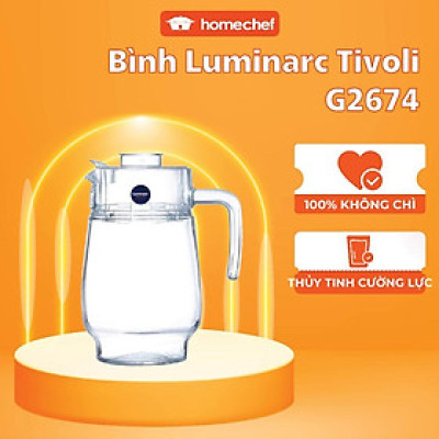 Bình thủy tinh đựng nước có nắp Luminarc Tivoli 1,6L - G2674, dùng máy rửa bát | Hàng chính hãng