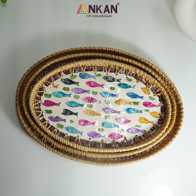 Khay Mây Ovan Khảm Trai Cá Cầu Vồng – Hàng Thủ Công Mỹ Nghệ Việt Nam