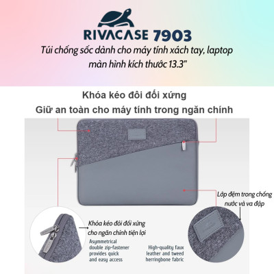 Túi Chống Sốc Rivacase 7903 dành cho Laptop 13.3 Inch - Bảo Hành 24 Tháng - Hàng Chính Hãng