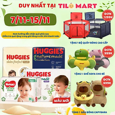Tã/Bỉm dán siêu cao cấp Huggies Platinum Nature Made size M64 (64 miếng)