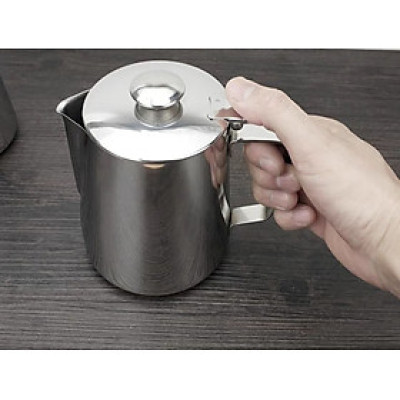 CA INOX 304 CA ĐÁNH SỮA CÓ NẮP ĐẬY NHIỀU SIZE CAO CẤP MILK PITCHER INOX 304
