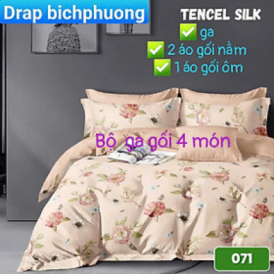 Bộ drap gối Tencel vải Hàn Quốc , đỉnh cao mát , mềm mại { drap và 3 áo gối}