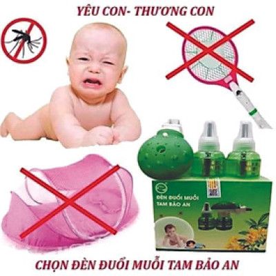 [Chính hãng] Đèn đuổi muỗi thông minh Tam Bảo An 1 bộ gồm 1 cùi đèn và 2 lo tinh dầu giá tốt , an toàn cho mọi nhà