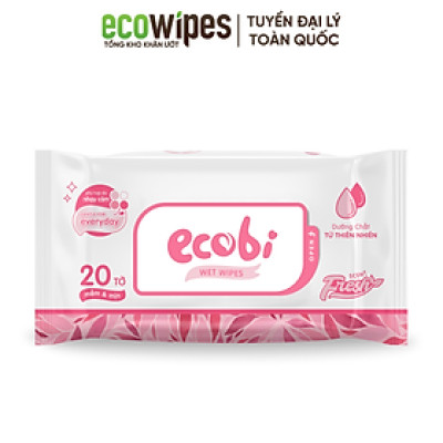 Khăn ướt cho bé Ecobi Hương dịu nhẹ không cồn không paraben an toàn cho trẻ sơ sinh