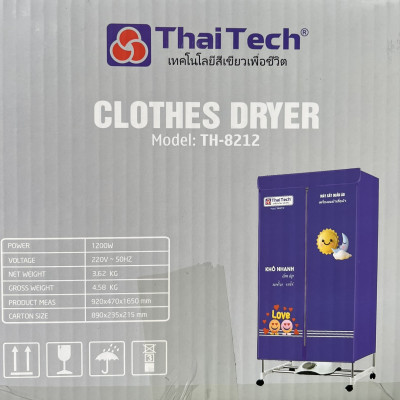Máy Sấy Quần Áo THAITECH TH-8212 - Hàng Chính Hãng