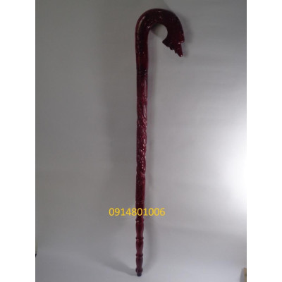 Combo Gậy Batoong gỗ đầu trạm thân  rồng Kèm Cây xỏ giầy gỗ muồng đen KT 55cm