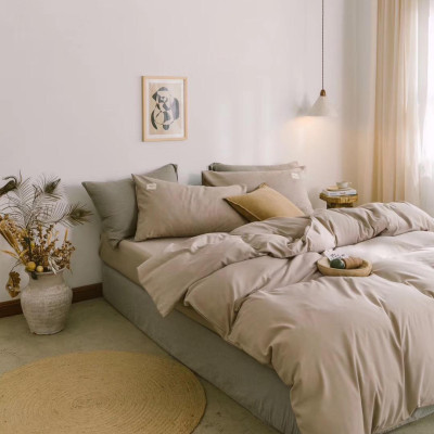 Bộ Chăn Ga Gối Cotton Tici Đơn Sắc LIDACO - Màu Be