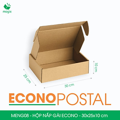 MENG08 - 30x25x10 cm - 100 Hộp carton nắp gài đóng hàng giá rẻ, hộp gói hàng, hộp quà thời trang