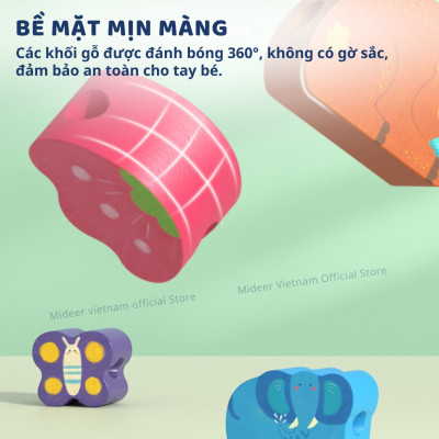 Xâu hạt cho bé, đồ chơi Montessori luồn khối gỗ phát triển tư duy trí tuệ Mideer Lacing Beads
