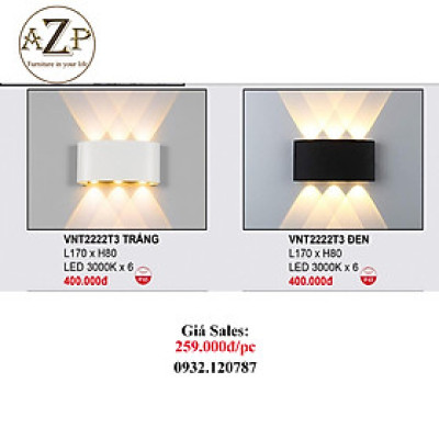 AZP - ĐÈN ỐP VÁCH / ĐÈN TRANG TRÍ / ĐÈN TREO TƯỜNG PHÒNG KHÁCH, PHÒNG NGỦ, NHÀ HÀNG, KHÁCH SẠN AZP-VPL2222T3 phong cách đương đại, hàng nhập khẩu AZP