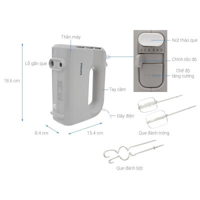 Máy Đánh Trứng Philips HR3705 - Công Suất 300W - Hàng Chính Hãng