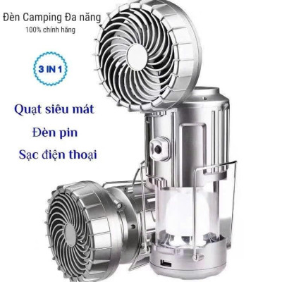 Đèn Năng Lượng Mặt Trời 3in1 Năng Lượng, Tích Hợp Quạt, Đèn Bão Du Lịch Đi Câu Cá Cắm Trại
