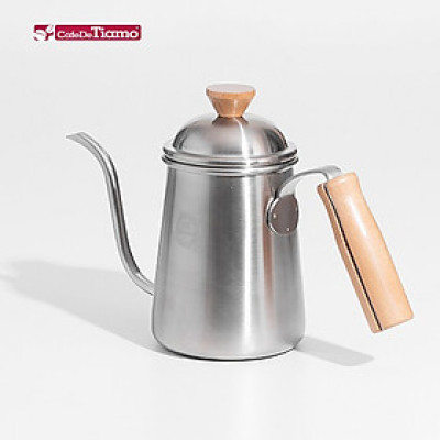 Ấm inox 304 Tiamo tay cầm gỗ