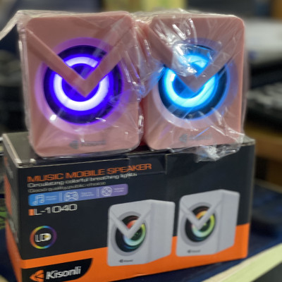 Loa 2.0 Kisonli L-1040 Pink LED - Hàng chính hãng