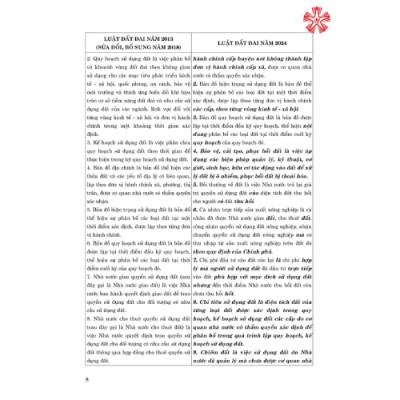 So sánh Luật Đất đai năm 2024 với Luật Đất đai năm 2013 (sửa đổi, bổ sung năm 2018) (bản in 2024)