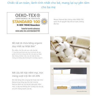 Tã dán Moony Natural siêu cao cấp S58/M46/L38 - Nhập Khẩu Chính Hãng