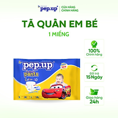 1 Miếng Tã/Bỉm Quần Em Bé Pep.up Cottony 3D Siêu Mềm Mại, Siêu Khô Thoáng, Kháng Khuẩn