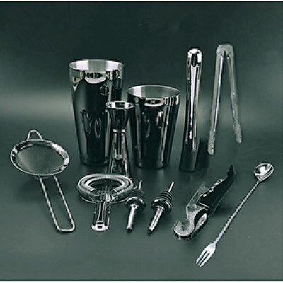 Bộ sét 11 dụng cụ pha chế cocktail bằng thép không gỉ cao cấp