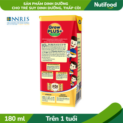 Thùng Sữa bột Pha Sẵn GrowPLUS+ Suy Dinh Dưỡng (đỏ) (48 hộp 180ml)