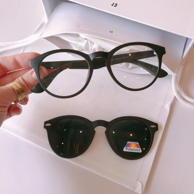 Bộ Gọng Kính Râm Cận 2in1 2 tròng Mắt tròn thời trang