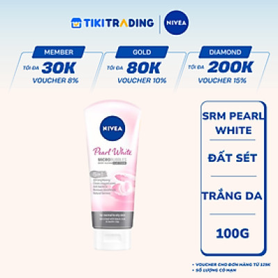 Sữa rửa mặt NIVEA Pearl White Đất Sét giúp trắng da ngọc trai (100g) - 81273