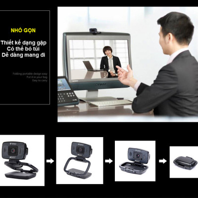 ROGTZ - Webcam học Online cho máy tính AEBell BL-U22W Độ phân giải HD 720P Micro thu âm đa hướng Quay 360 độ Trục xoay linh hoạt Chỉnh sáng thông minh Cáp dài 1,5m USB 2.0  Tương thích nhiều HĐH Dễ cài đặt Dễ sử dụng - Hàng Chính Hãng