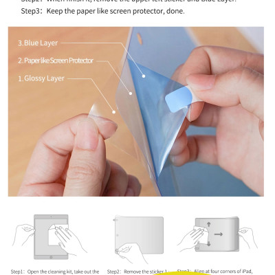 Dán màn hình Paperlike cho iPad 10.5 inch, Air 3 hiệu WIWU nhám chống xước, chống bám vân tay, cảm giác viết vẽ như trên giấy cao cấp - Hàng chính hãng