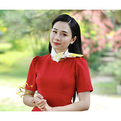 Khăn Lụa Thắt Nơ Cổ Vẽ Tay Mai Vàng SenSilk 55x55cm, Lụa Tơ Tằm Bảo Lộc Thời Trang - Phụ Kiện Lụa Cao Cấp