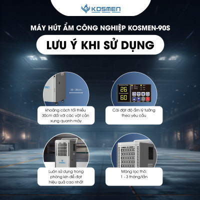 Máy Hút Ẩm Công Nghiệp Kosmen KM-90S Dung Tích Bình Nước 8L - Hàng Chính Hãng Bảo Hành 24 Tháng
