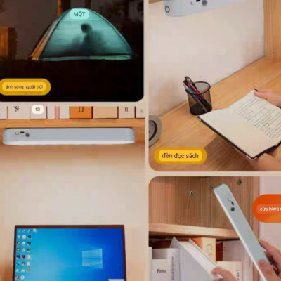 Đèn Led thông minh cao cấp gắn tường, tủ đọc sách tích điện đa năng nhiều cấp độ điều chỉnh ánh sáng bằng nút cảm ứng 1 chạm và điều khiển từ xa có hẹn giờ