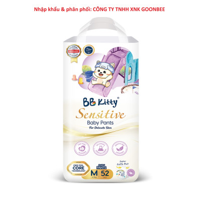 [M52]Tã/Bỉm Quần BB KITTY SENSITIVE dành cho da nhạy cảm size M(06 -11 kg)/ 52 miếng  mẫu mới